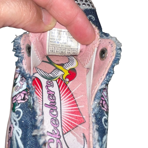 Skechers Girls Sneaker Size 12 Denim Stud Embellishment Missing Laces - Picture 4 of 6